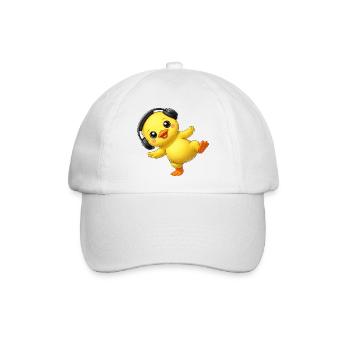 Süße Ente mit Kopfhörern Tanzen Musik Techno - Baseballkappe - Weiß/Weiß - Vorne