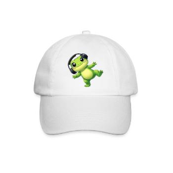 Süßer Frosch Kröte Unke mit Kopfhörern Tanzen Tech - Baseballkappe - Weiß/Weiß - Vorne