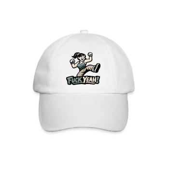 Motivierte Frau / Mädchen "Fuck Yeah" - Baseballkappe - Weiß/Weiß - Vorne