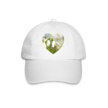Schneeglöckchen Herzdesign - Baseballkappe - Weiß/Weiß - Vorne