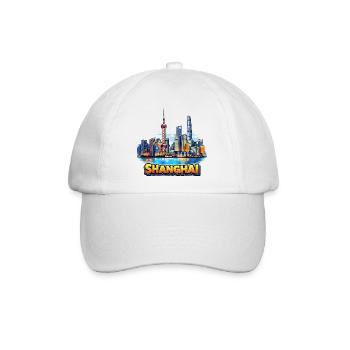 Shanghai Skyline Illustration - Baseballkappe - Weiß/Weiß - Vorne
