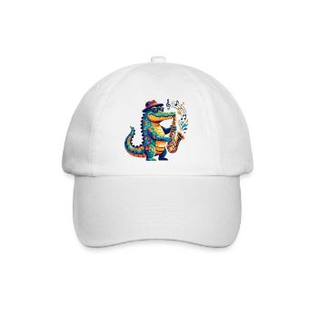 Jazz Alligator Saxophon Kroko Musiker Kinder Motiv - Baseballkappe - Weiß/Weiß - Vorne