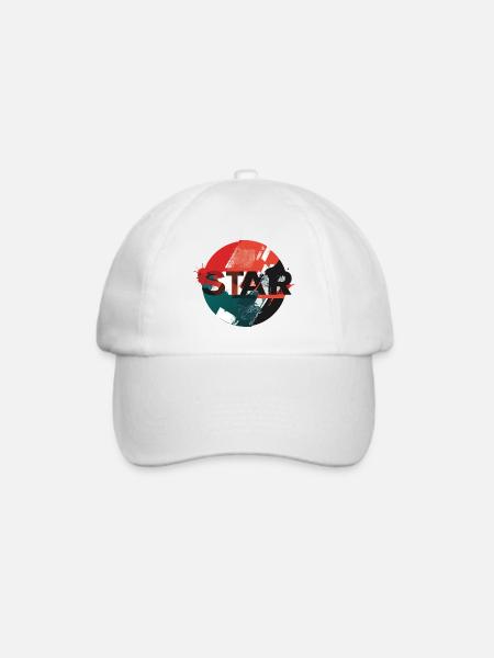 Star-Grunge Kreisdesign - Baseballkappe - Weiß/Weiß