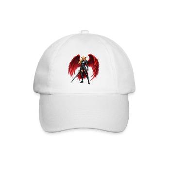 Karmesinroter geflügelter Krieger - Baseballkappe - Weiß/Weiß - Vorne