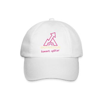 Motivation - kommt später - Baseballkappe - Weiß/Weiß - Vorne