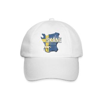 Skane Schweden Provinz Landkarte Vintage Souvenir - Baseballkappe - Weiß/Weiß - Vorne