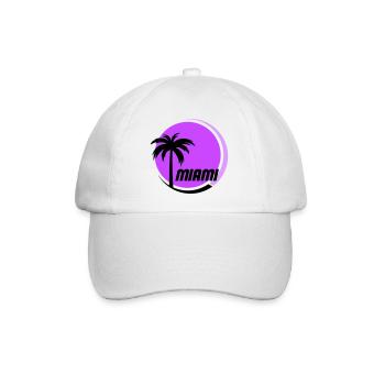 Miami Palmen Neon Retro - Baseballkappe - Weiß/Weiß - Vorne