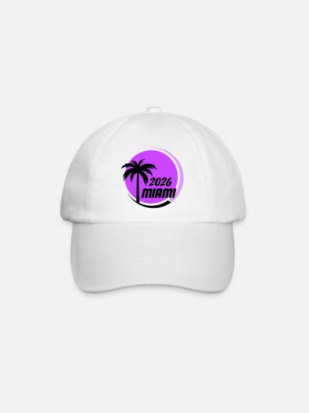 Miami Palmen Neon Logo - Baseballkappe - Weiß/Weiß