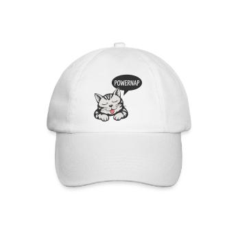 Powernap Katze - Schlafendes Motiv - Baseballkappe - Weiß/Weiß - Vorne
