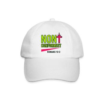 Christliche Popkunst Römer 12:2 Neon-Design - Baseballkappe - Weiß/Weiß - Vorne