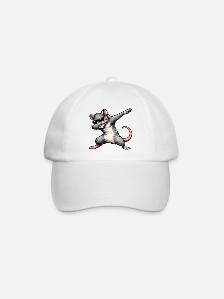 Dabbing Ratte - Baseballkappe - Weiß/Weiß