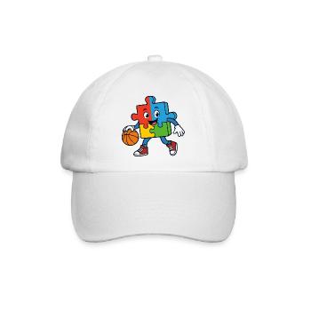 Buntes Puzzlestück Dribblings Basketball - Baseballkappe - Weiß/Weiß - Vorne