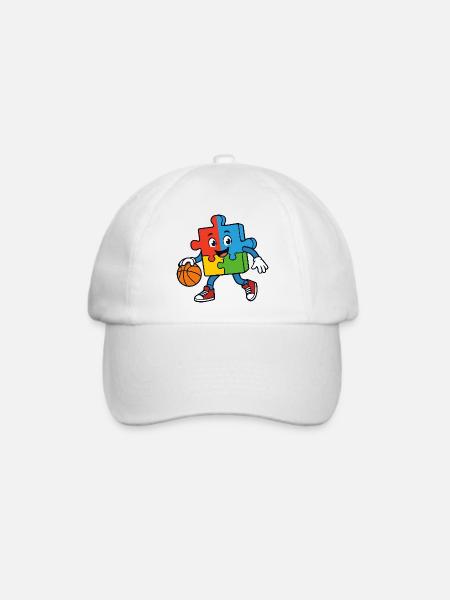Buntes Puzzlestück Dribblings Basketball - Baseballkappe - Weiß/Weiß
