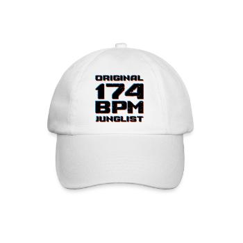 Originales 174 BPM Junglist DNB Drum and Bass - Baseballkappe - Weiß/Weiß - Vorne