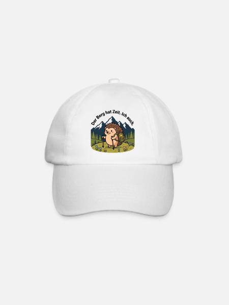 Der Berg hat Zeit. Ich auch. – Igel Wandershirt - Baseballkappe - Weiß/Weiß