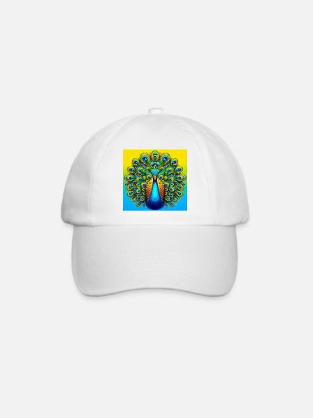 Pfau - Baseballkappe - Weiß/Weiß