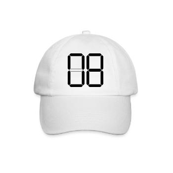 NUMMER 08 Null Acht Geburtstag Geschenk Digital - Baseballkappe - Weiß/Weiß - Vorne