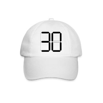 NUMMER 30 Dreißig Geburtstag Geschenk Digital - Baseballkappe - Weiß/Weiß - Vorne