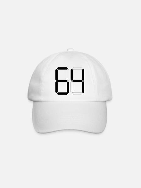 NUMMER 64 Vierundsechzig Geschenk Digital - Baseballkappe - Weiß/Weiß