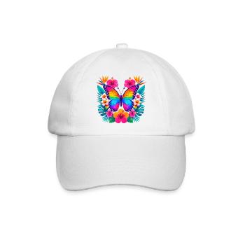 Bunter Tropen-Schmetterling - Baseballkappe - Weiß/Weiß - Vorne