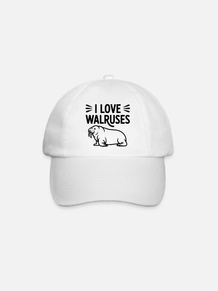 Ich liebe Walrosse - Baseballkappe - Weiß/Weiß