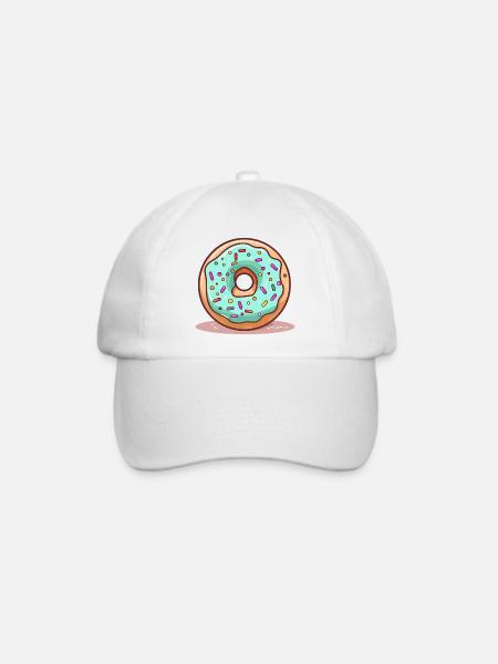 Donut Mintblau Glanz - Baseballkappe - Weiß/Weiß