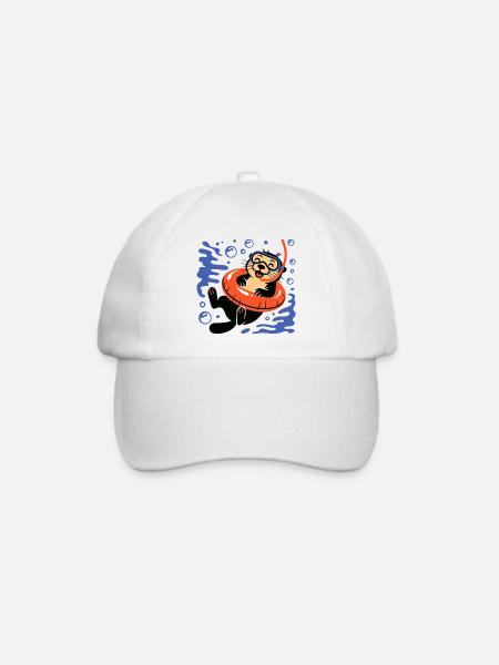 Lustiger Otter mit Taucherbrille - Baseballkappe - Weiß/Weiß