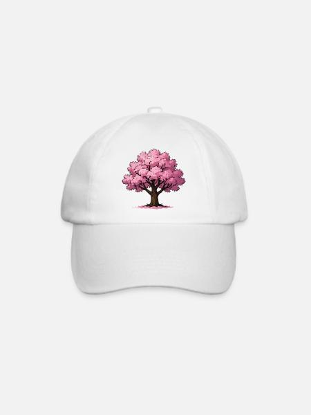 Pink Kirschblütenbaum Illustration - Baseballkappe - Weiß/Weiß