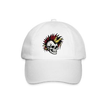 Schädel Punk Deutschland Fan schwarzrotgold - Baseballkappe - Weiß/Weiß - Vorne