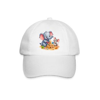 Sandkunst Freundschaft Elefant Maus - Baseballkappe - Weiß/Weiß - Vorne