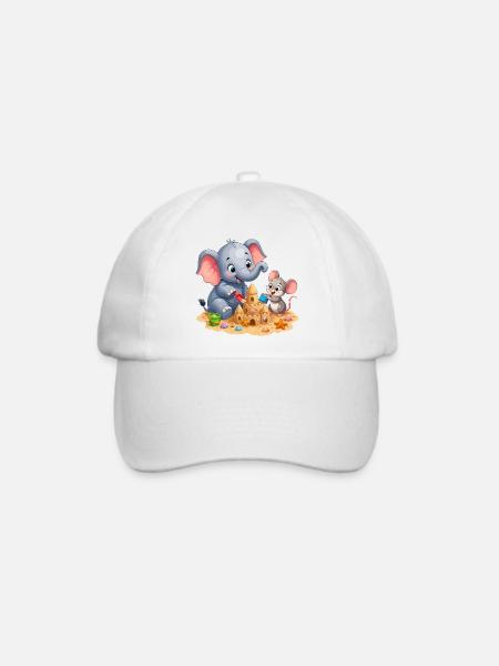 Sandkunst Freundschaft Elefant Maus - Baseballkappe - Weiß/Weiß