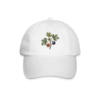 Blatt- und Feigen-Botanische Gravur - Baseballkappe - Weiß/Weiß - Vorne