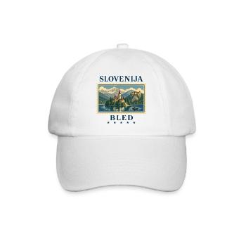 Slowenien Bled Vintage Reisemarke - Baseballkappe - Weiß/Weiß - Vorne