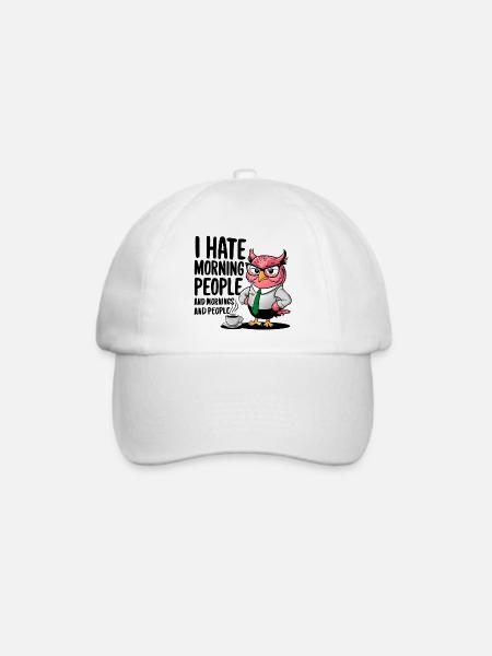 Morgenmuffel Büro-Eule im Anzug - Baseballkappe - Weiß/Weiß