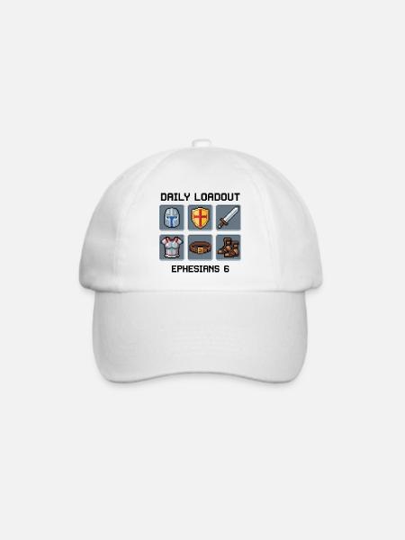 Waffenrüstung Gottes Pixel Art- Epheser 6 - Baseballkappe - Weiß/Weiß