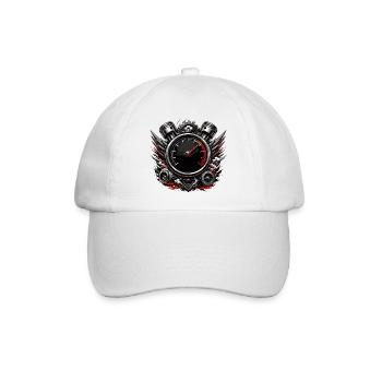 Dynamisches Motor-Tacho Emblem - Baseballkappe - Weiß/Weiß - Vorne