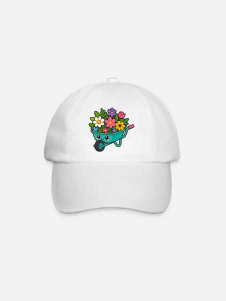 Frühlingswagen voller Blüten - Baseballkappe - Weiß/Weiß