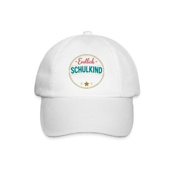 Endlich Schulkind Badge - Baseballkappe - Weiß/Weiß - Vorne