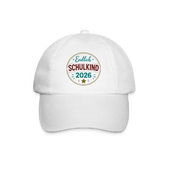 Endlich Schulkind 2026 Badge - Baseballkappe - Weiß/Weiß - Vorne