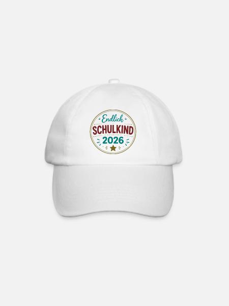 Endlich Schulkind 2026 Badge - Baseballkappe - Weiß/Weiß