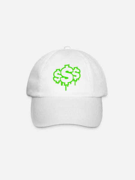 Neon Graffiti Dollarzeichen Tropfen - Baseballkappe - Weiß/Weiß
