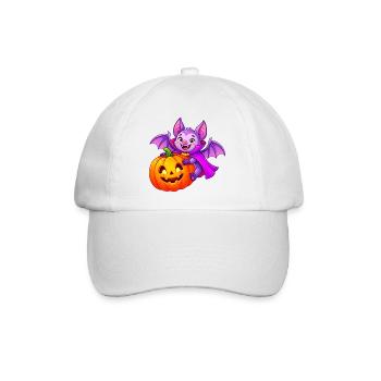 Fledermaus- und Kürbis-Halloween-Zauber - Baseballkappe - Weiß/Weiß - Vorne