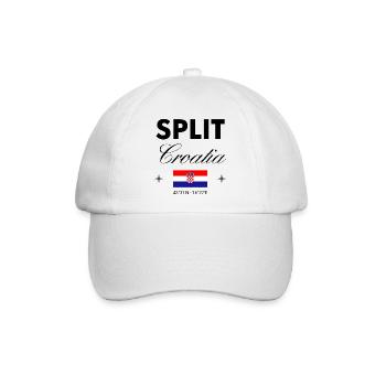 Split Kroatien Koordinaten Reise Souvenir - Baseballkappe - Weiß/Weiß - Vorne