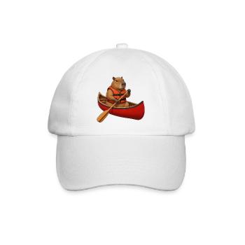 Capybara beim Kanufahren - Baseballkappe - Weiß/Weiß - Vorne