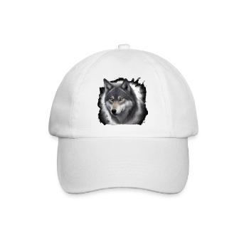 Wolfportrait mit Nebelschwaden - Baseballkappe - Weiß/Weiß - Vorne