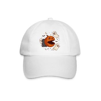 Lustiger Halloween Kürbis erschreckt Geister - Baseballkappe - Weiß/Weiß - Vorne