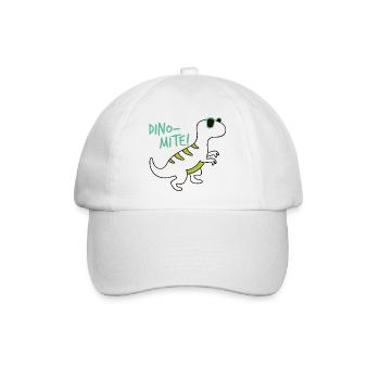 Cooler Dinosaurier Dino-Mite Sonnenbrille Fun - Baseballkappe - Weiß/Weiß - Vorne
