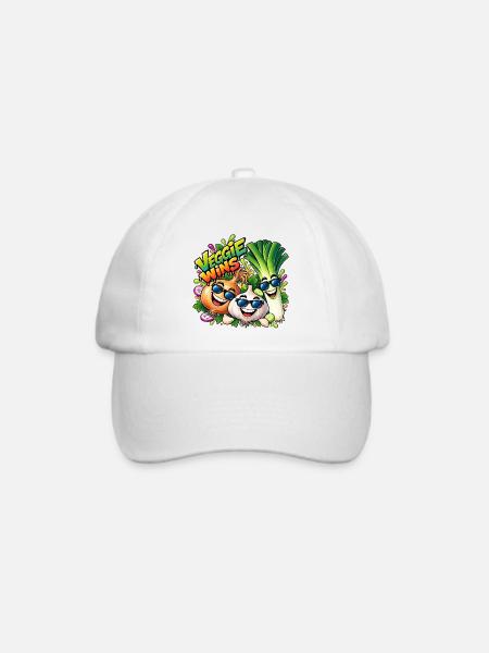 Veggie Wins: Fröhliche Gemüsefreunde - Baseballkappe - Weiß/Weiß