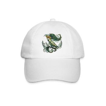 Celtic Moon Kakadu – Verzauberte Nymphensittich-Fantasie - Baseballkappe - Weiß/Weiß - Vorne