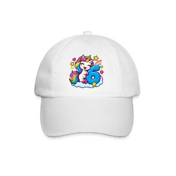 Regenbogen Unicorn Geburtstag 6 - Baseballkappe - Weiß/Weiß - Vorne